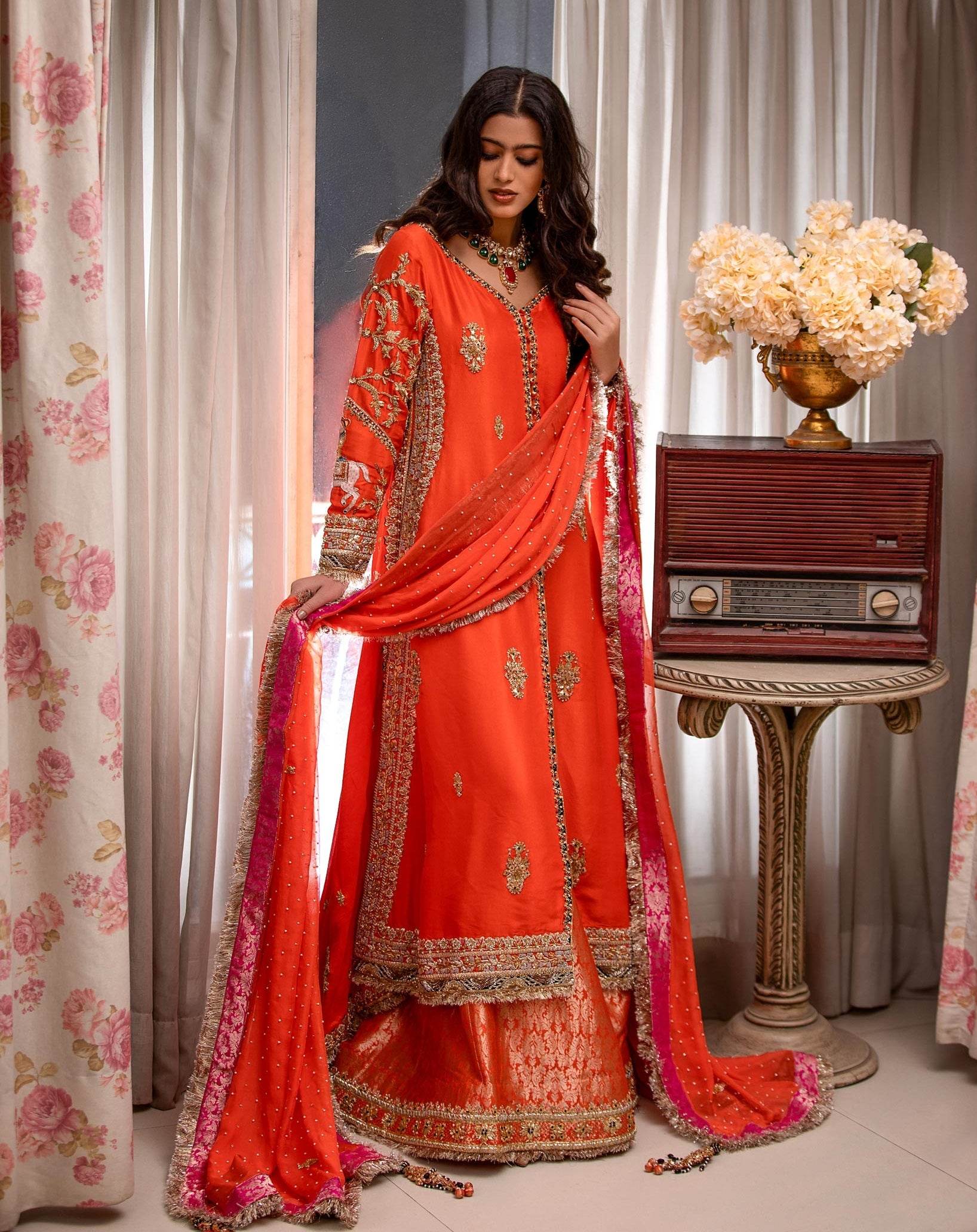 Orange Mehndi Dress - Parniyaan-clothing