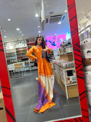Orange Purple Chanderi Silk - Parniyaan-clothing