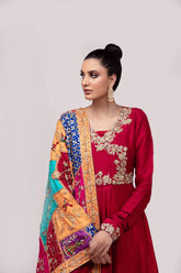 Red Shawl Dress - Parniyaan-clothing