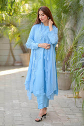 Aqua Shantley Dress - Parniyaan-clothing
