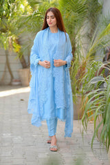 Aqua Shantley Dress - Parniyaan-clothing