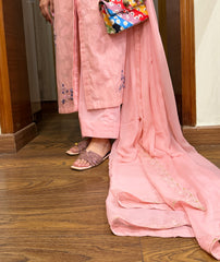 Peach Blush Broshia Kurta Set