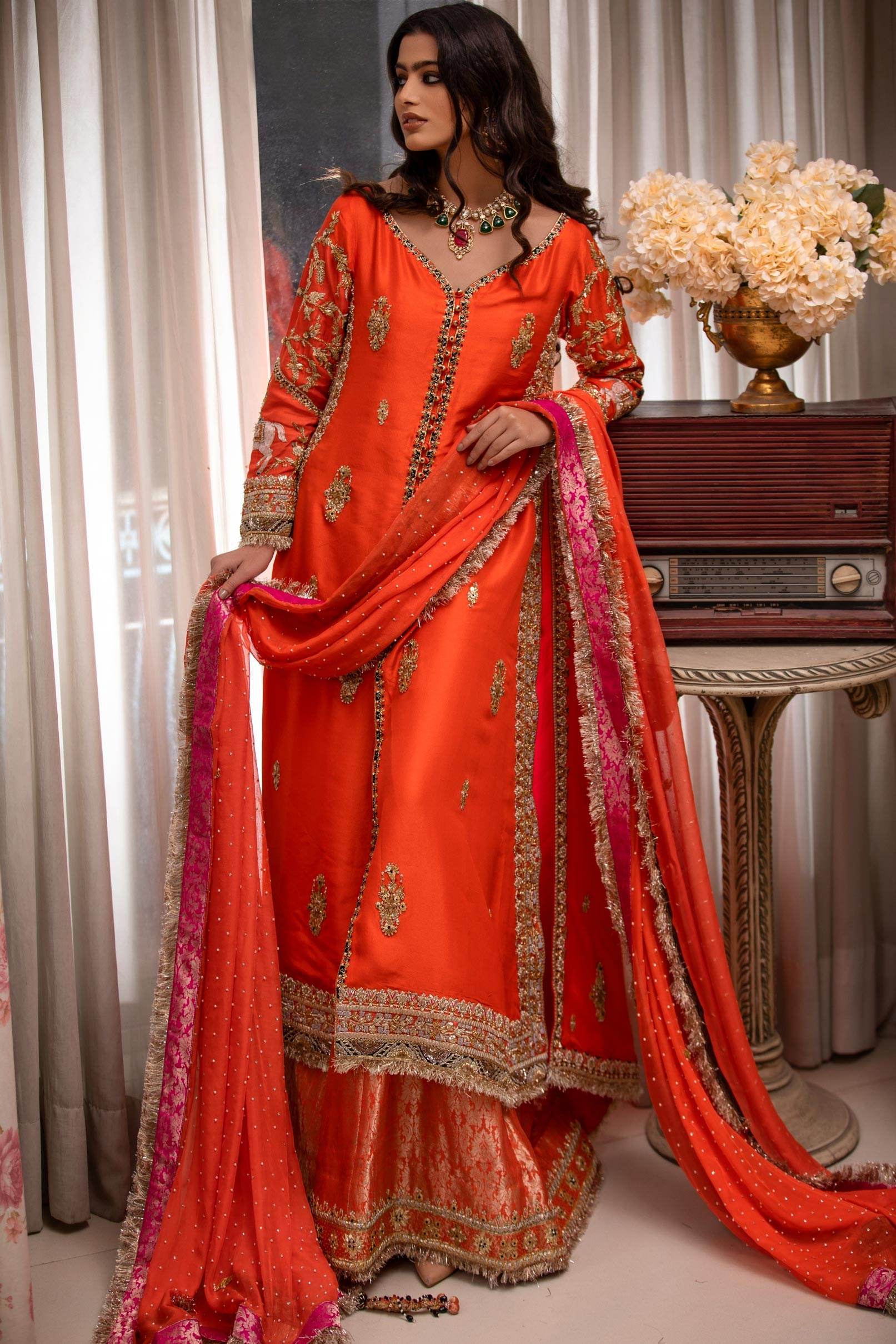 Orange Mehndi Dress – Parniyaan-clothing