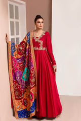 Red Shawl Dress - Parniyaan-clothing
